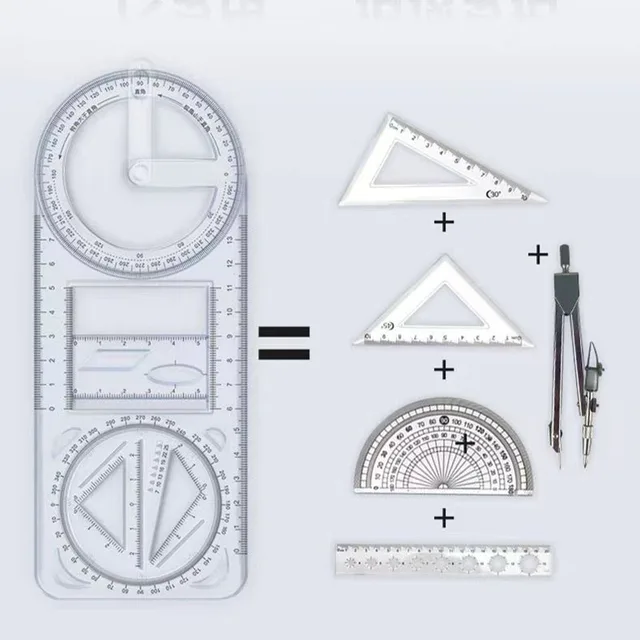 1PCS Multi functional 360 ° movable geometric drawing ruler for primary school mathematics students Portable transparent 3D flat 3 1PCS Multi functional 360 ° movable geometric drawing ruler for primary school mathematics students Portable transparent 3D flat 3