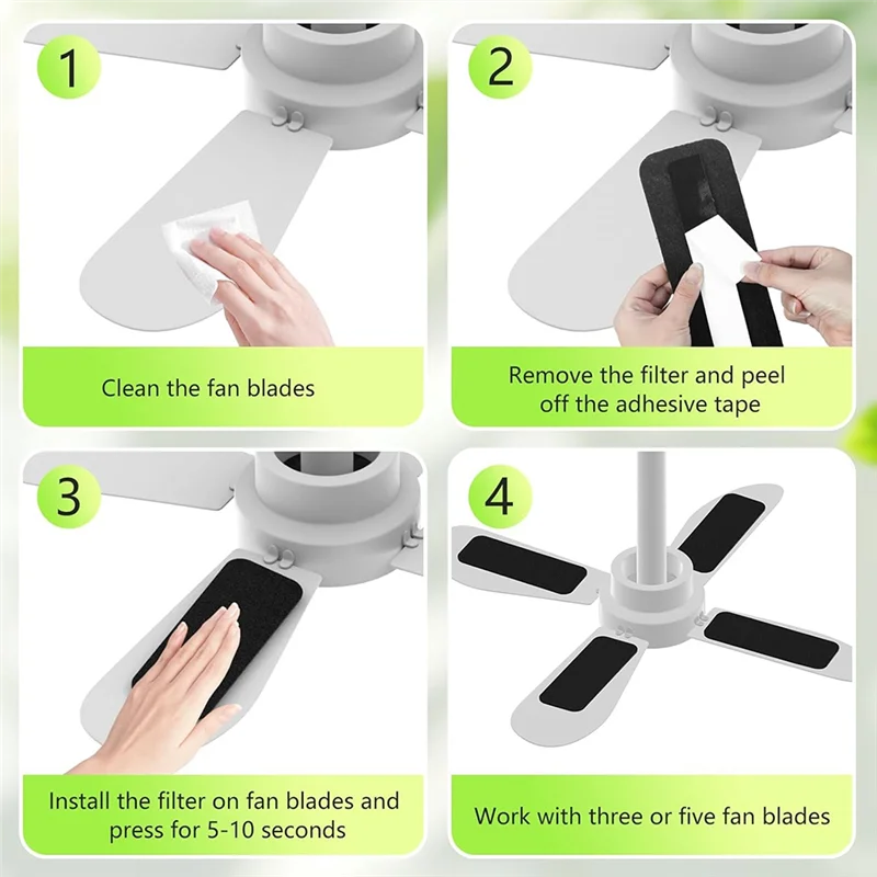 -A89Z 10 шт. универсальные потолочные лопастные фильтры для вентиляторов, активированный кокосовый уголь, легкая установка воздушных фильтров