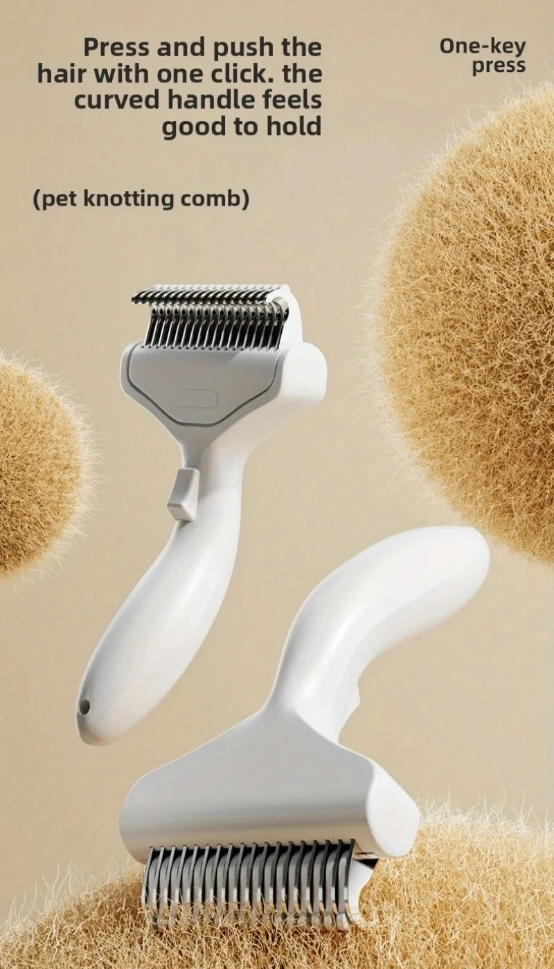 Pet Detangling Comb:Floating Dog Hair Removal Brush for Long Hair Breeds Puppy Cat Comb Pet Grooming Products Curved Design