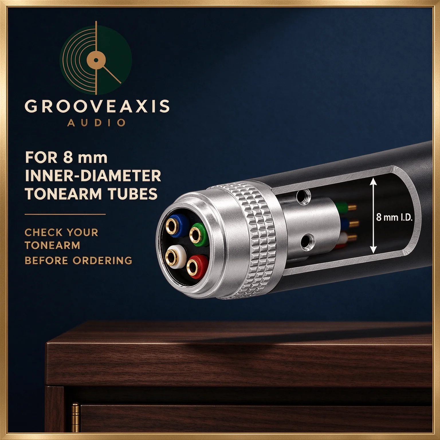 24K Gold-Plated Terminal GROOVEAXIS 8mm 4-Pin SME Tonearm Connector for Technics SL1200MK2 MK3 MK5 Vinyl Turntable
