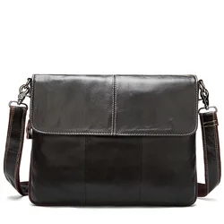 Men's leather shoulder bag casual cross body bag iPad top layer oil wax cowhide men's bag waterproof sling bag message bag