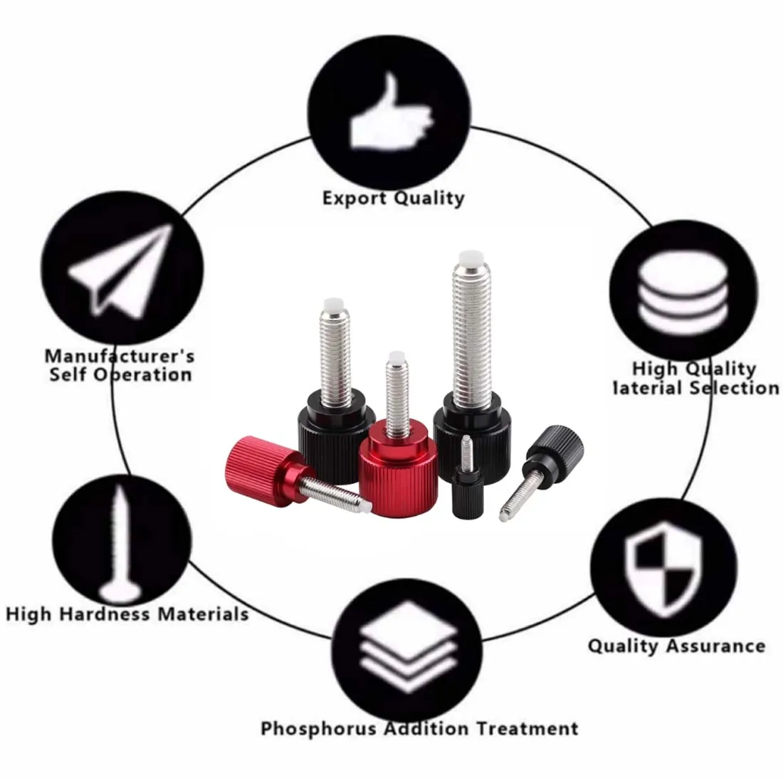 

1pc M5 M6 Aluminum Thumb Screw Aluminum Alloy Knurled Head + Stainless Steel Thread With POM Buffer Glue Hand Tighten Bolt