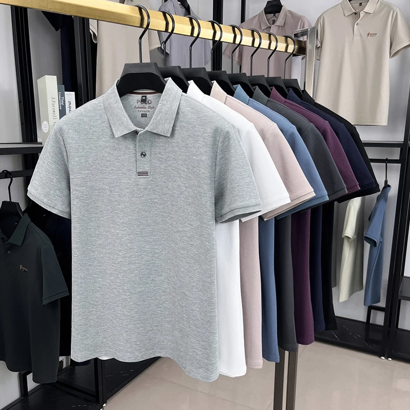 Men's 2026 New Arrival 100% Cotton Polo Shirt Striped Placket Waffle Knit Casual Breathable Summer Top for Daily Wear