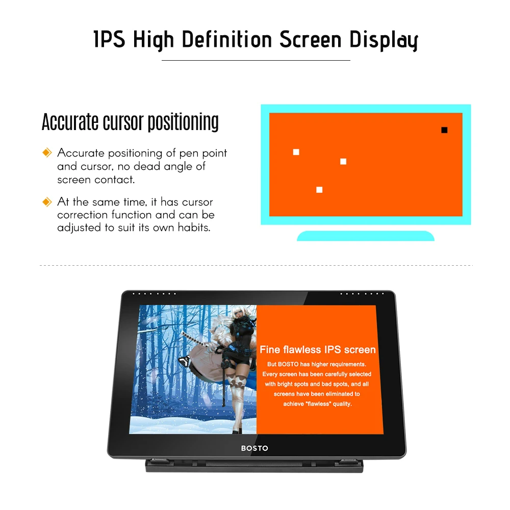 BOSTO 16HD 15.6 Inch IPS Graphics Drawing Tablet Display Monitor BOSTO 16HD 15.6 Inch IPS Graphics Drawing Tablet Display Monitor
