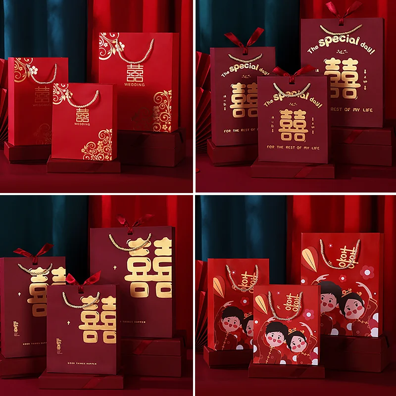 

10Pcs,Double happiness paper bag, Chinese wedding gift bag, Party Bag, Goodie Bag, Candy Packaging Bag, Kraft Bag