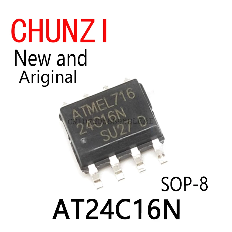 10PCS New and Original 24C16N 24C16 AT24N16 EEPROM 16k 2-Wire Bus SMD SOP-8 AT24C16N