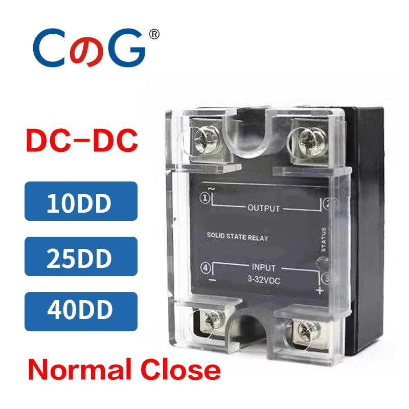 CG 10A 25A 40A DD NC Normalnie zamknięty SSR Jednofazowy radiator DC Sterowanie DC SSR-25DD 40DD NC Przekaźnik półprzewodnikowy