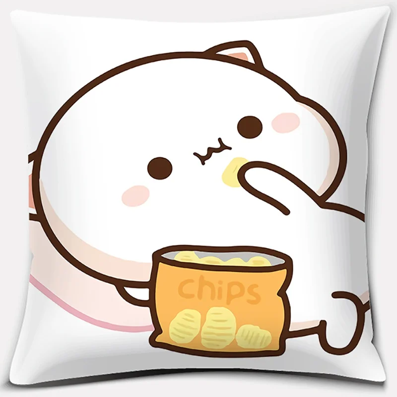 45x45cm Cartoon Cute Pillowcase Mocha Mochi Peach Cat   Sofa Car Decoration   Home