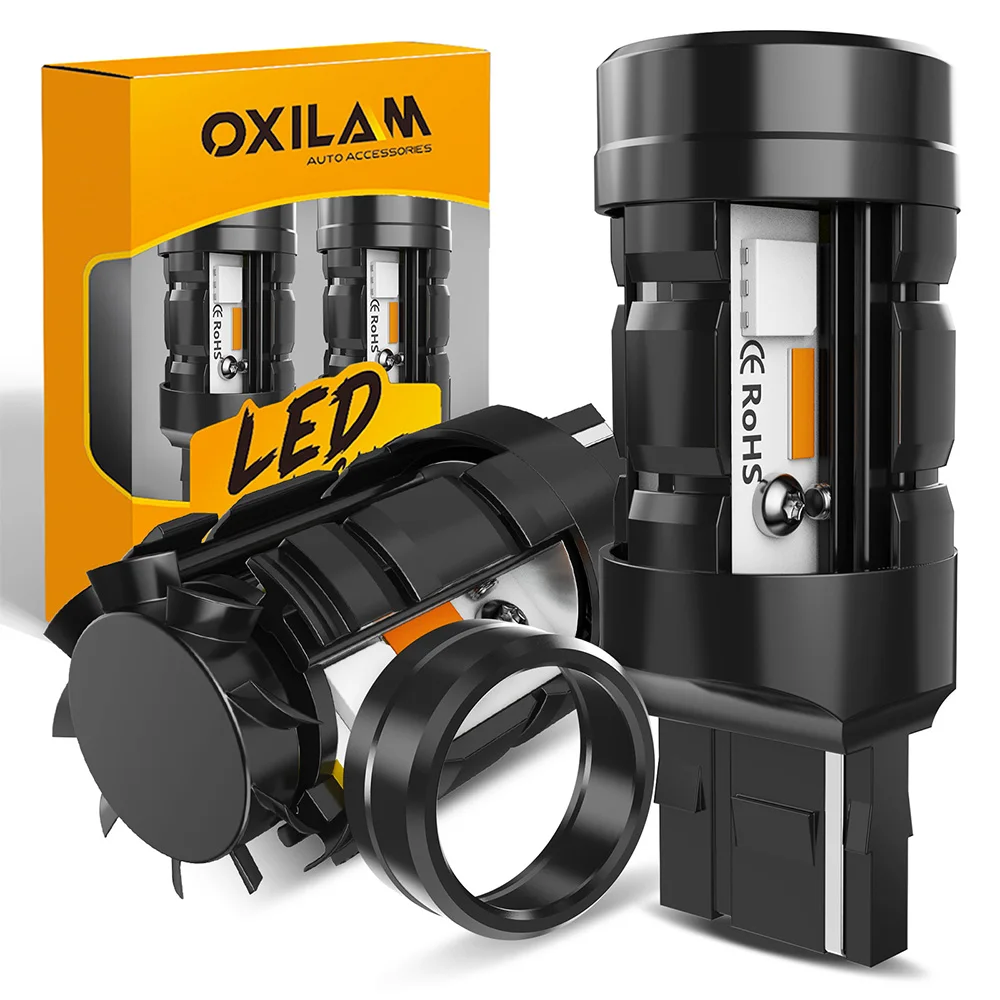 OXILAM 2Pcs WY21W LED Canbus Amber Turn Signal Light Error Free T20 7440 W21W 12V Indicator Bulb With Cooling Fan No Hyper Flash
