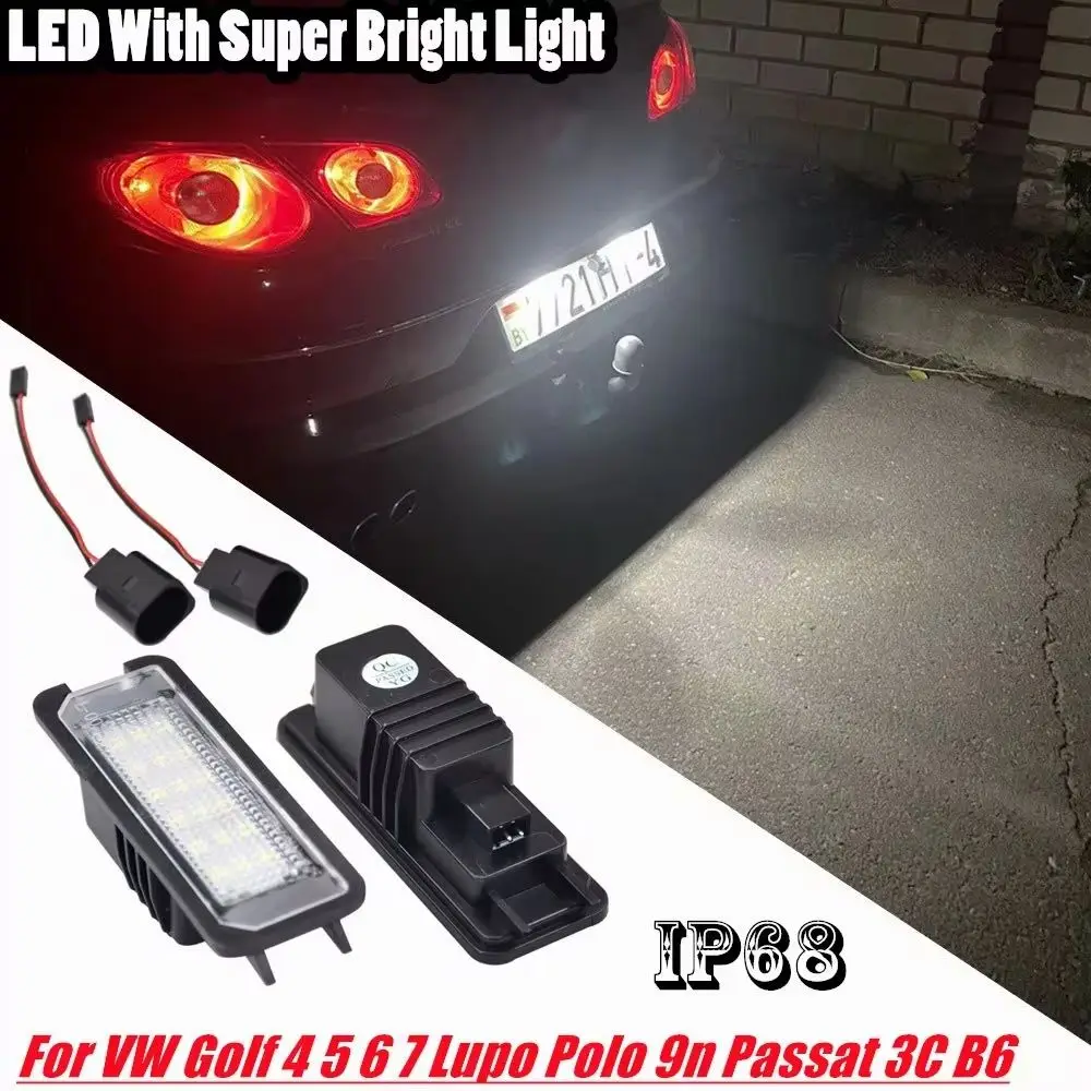 12V Car License Plate Lights LED Lamp Auto Accessories For VW Golf 4 5 6 7 MK4 MK7 Passat CC Scirocco Skoda Seat Leon Ibiza