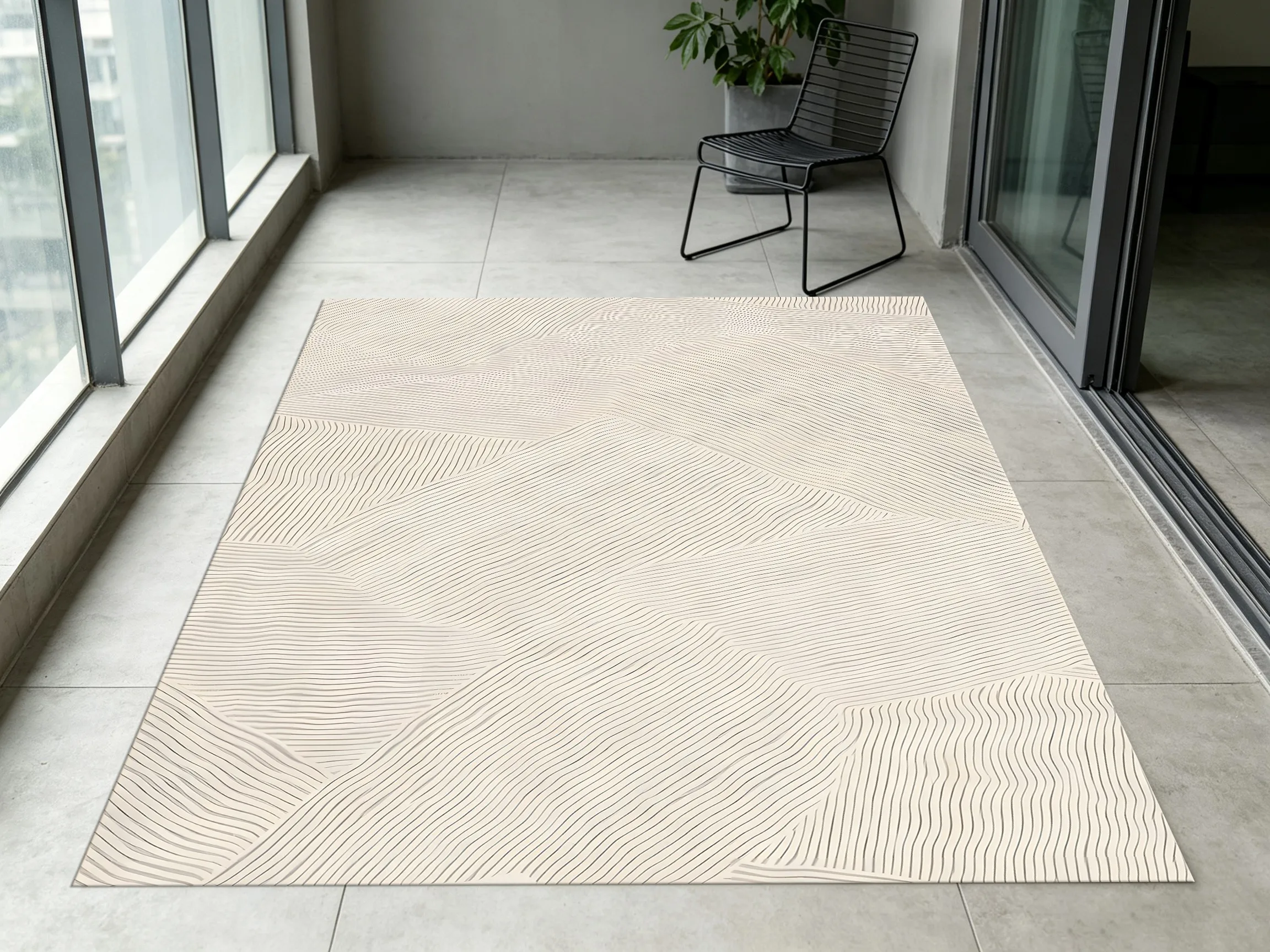 Milky White Irregular Twill Texture Wabi-Sabi Velvet Area Rug, Soft Skin-Friendly for Living Room Bedroom Home Decor