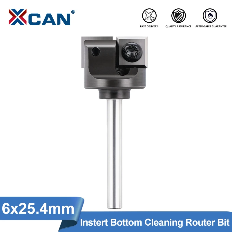 

XCAN Bottom Cleaning Router Bit CNC Spoilboard Surfacing Router Bit 6mm Shank Dia 25.4mm Carbide Instert Wood Milling Cutter