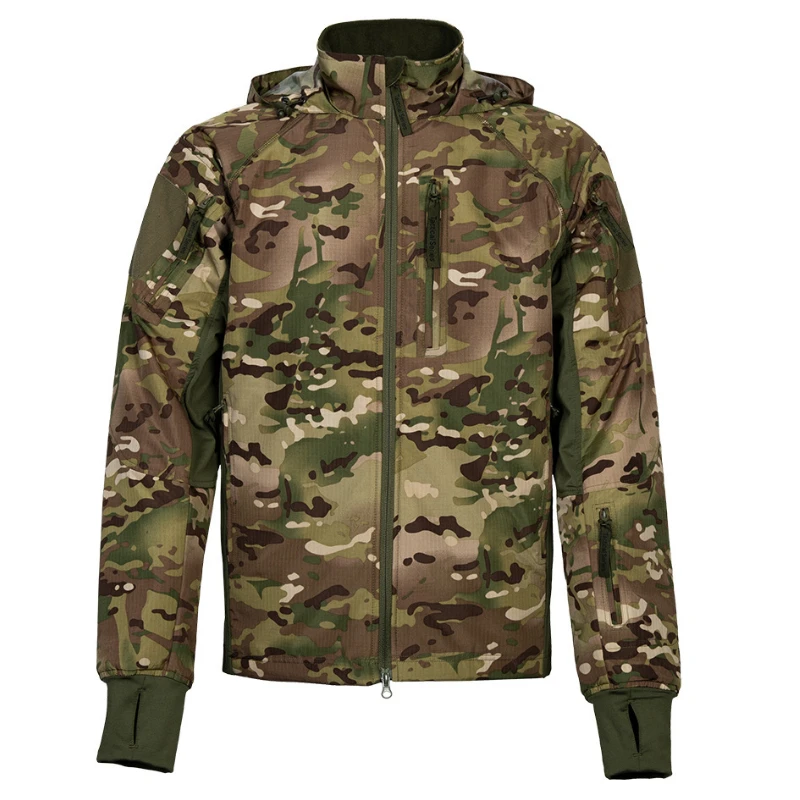 Inverno camo algodão jaquetas dos homens multi bolso impermeável casacos de combate ao ar livre retalhos quente com capuz blusão destacável chapéu