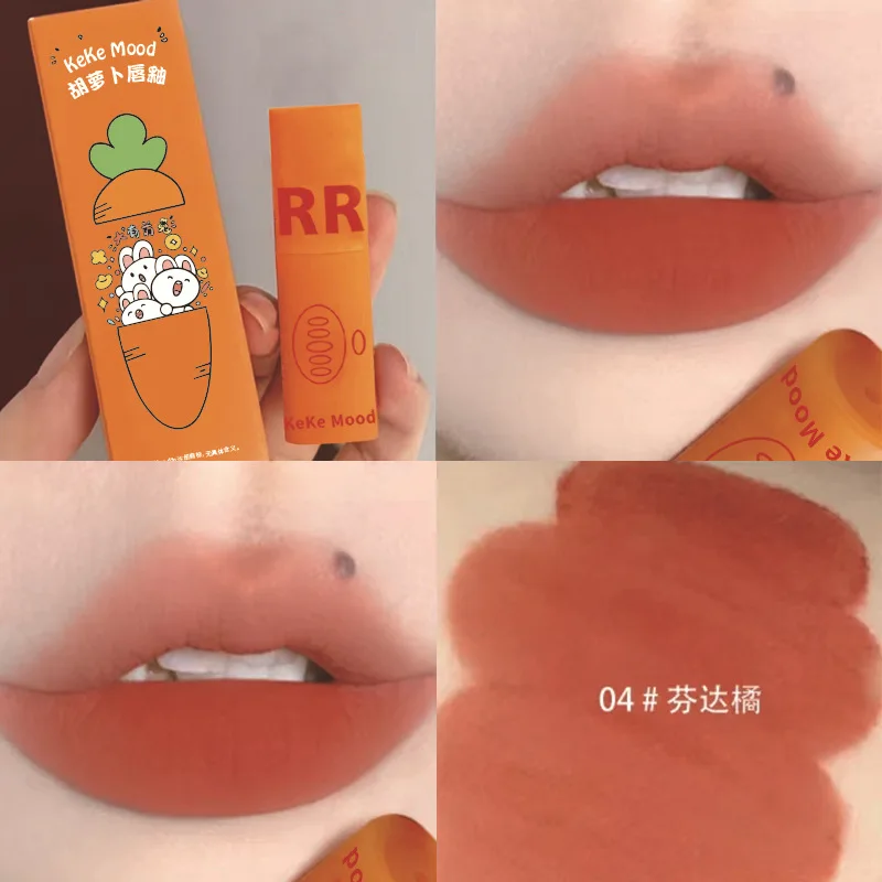 KeKeMood Carrot Lip Glaze Matte Matte Velvet Rabbit Lip Mud Lip and Cheek Dual-purpose Lipstick