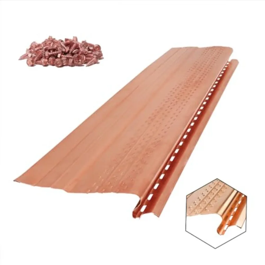 

Gutter Guard Systems 5" Inch and 6" inch Adjustable Half Round Gutter Protection Under The Shingle Installation (Copper 25 Feet)