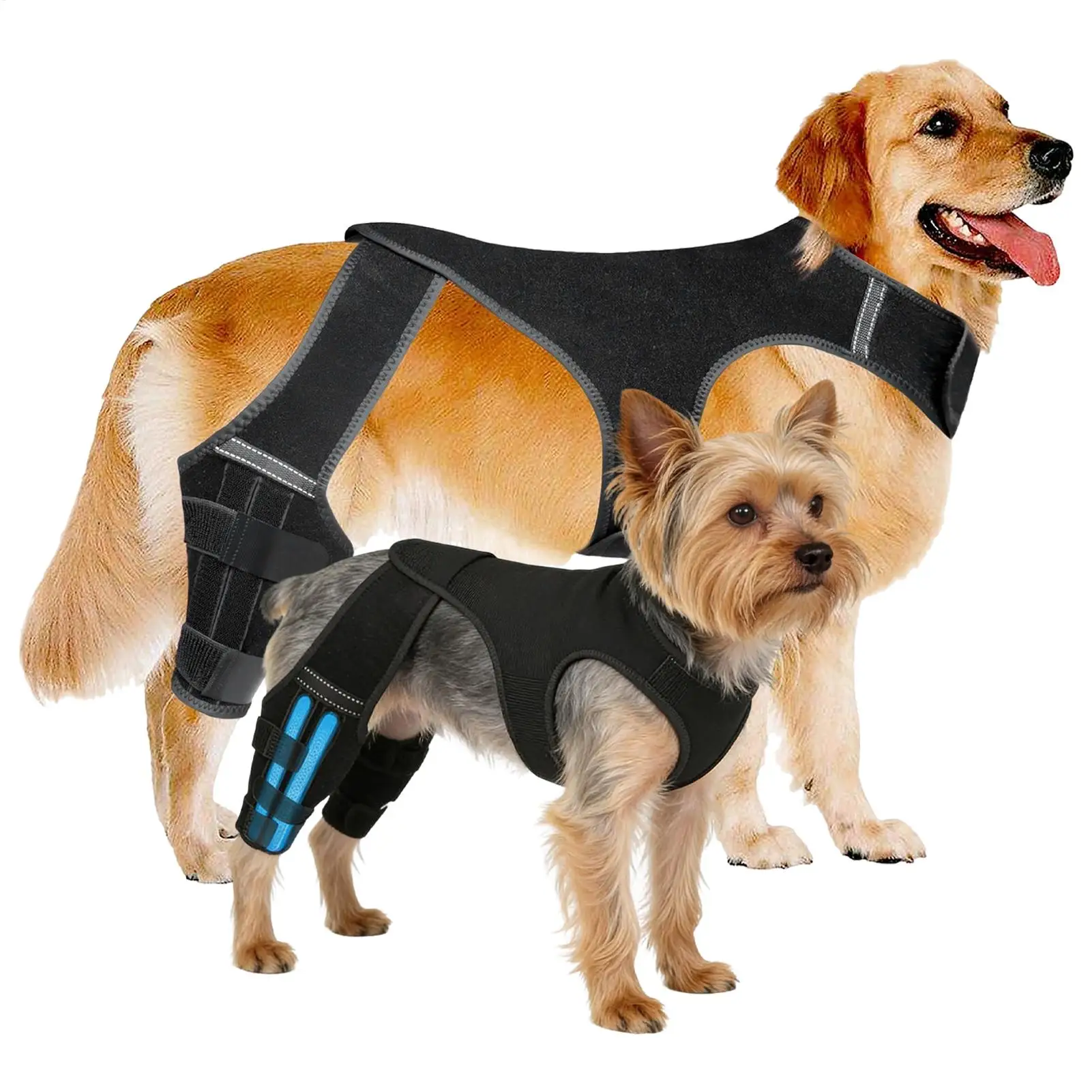 Dog Leg Brace Adjustable Wrap Joint Sleeve with 4 Metal Stabilizers Rear Leg Support for Hiking Exercise Outdoor Activities Park
