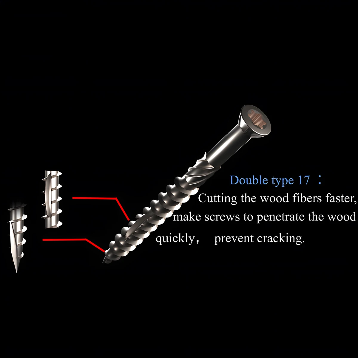 5*40/50/60/70/80mm Torx Slot Knurled Type Screw 410 Stainless Steel Wood Deck Screws Self Tapping Screw for Driving Skru Tapping - Image 3