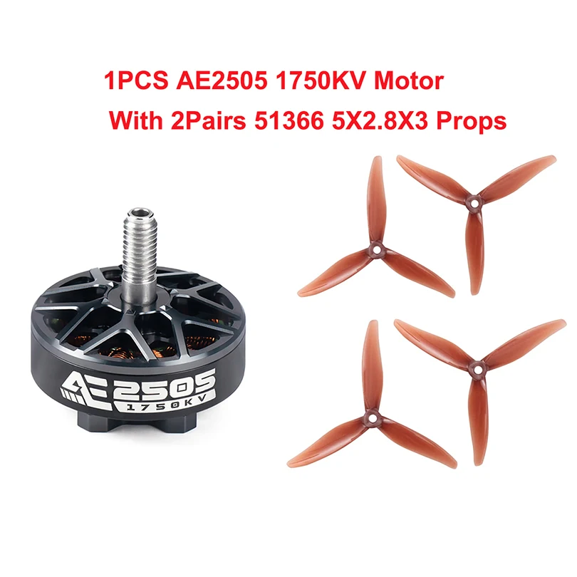 

Axisflying AE2505 1750KV 2050KV 6S FPV Brushless Motor With 5X2.8X3 CW CCW Props For 5inch 6inch FPV RC Racing Freestyle Drone