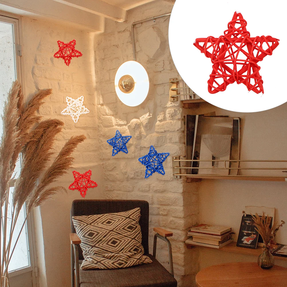 

12 Pcs Rattan Stars Decors Pentagram Decoration Christmas Ornament Orbs Decorative Balls Ornaments Baby