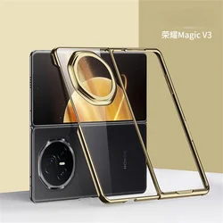 Electroplated Transparent Phone Case For Honor Magic V2 V3 PC Hard Shell Protective Back Cover