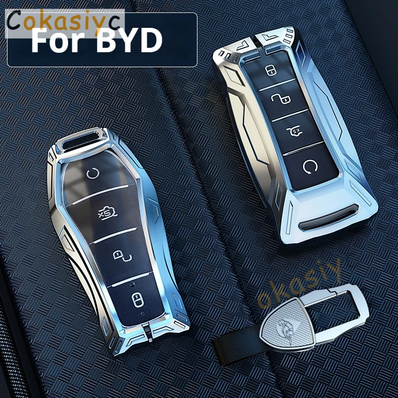 Zinc Alloy Car Key Cover Case For BYD Tang EV600 Han EV Yuan PLUS ATTO 3 Song Pro MAX DMI Car Key Protective Shell Car Accessori