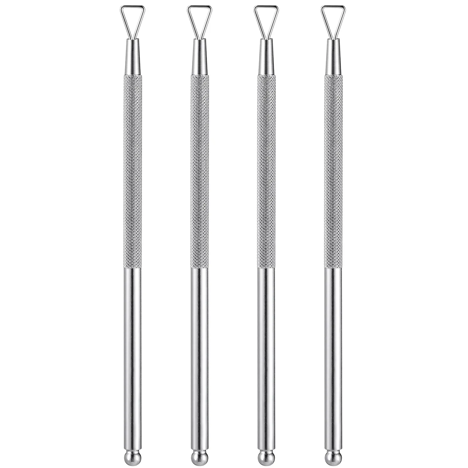 4Pcs Nail Art Pusher Triangle Cuticle Peeler Stainless Steel Manicure Tool Gel Polish Remover Dead Skin Cleaning