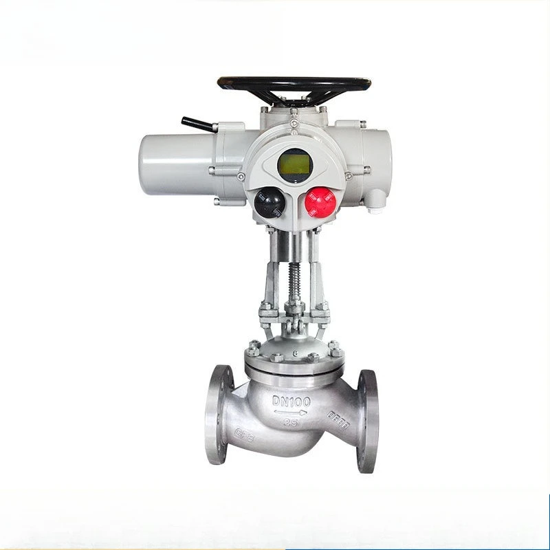 DC type globe valve RS485 electronically controlled actuator high temperature and high pressure stainless steel flange