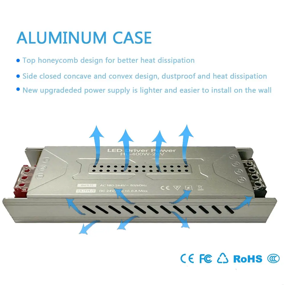 DC 24V LED-Netzteil AC180-264V Stumm schalt transformatoren 60W 200W 300W 400W W LED-Licht treiber Netzteil