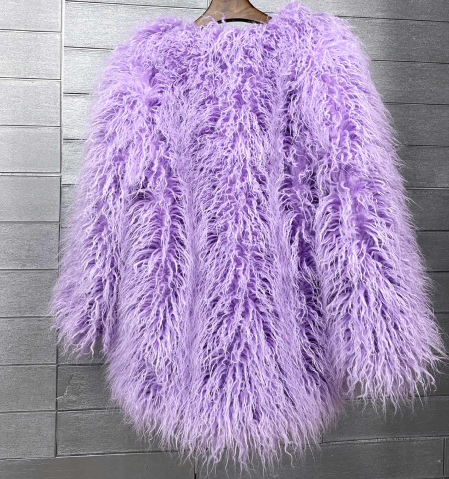 women\'s Colorful Furry Pink lamb wool faux fur coat female Shaggy sheepskin coat winter artificial fur jacket