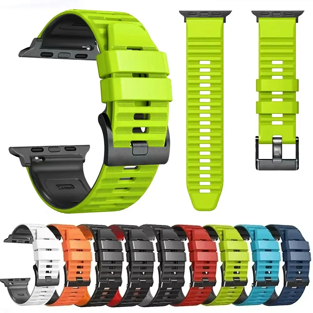 

Ремешок силиконовый для Apple Watch Ultra 2 49 мм 44 мм 45 мм 42 мм, спортивный браслет для IWatch Series Se 9 8 7 6 5 4 3, аксессуары