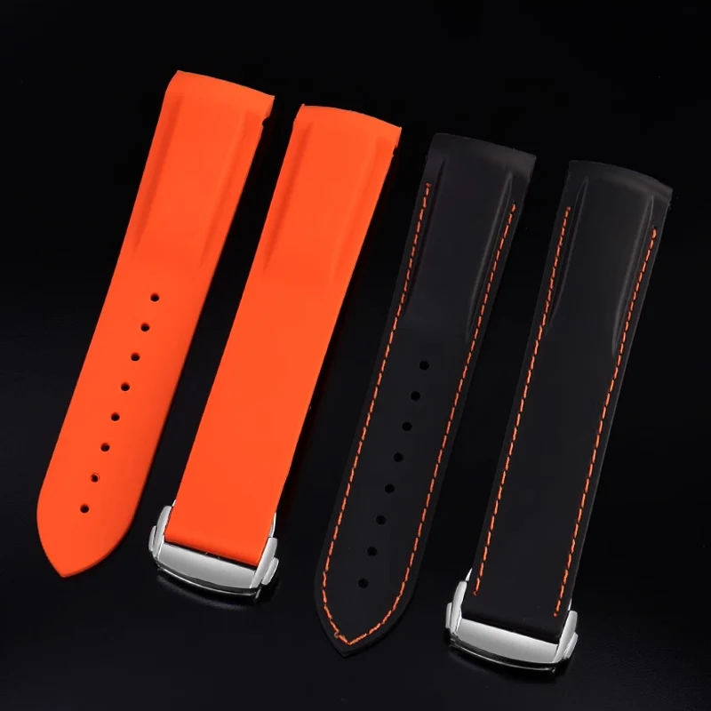 

High Quality Rubber watch strap for omega Longines Seiko watch band 20mm 22mm silicone watchband Curved end wristwatches belt