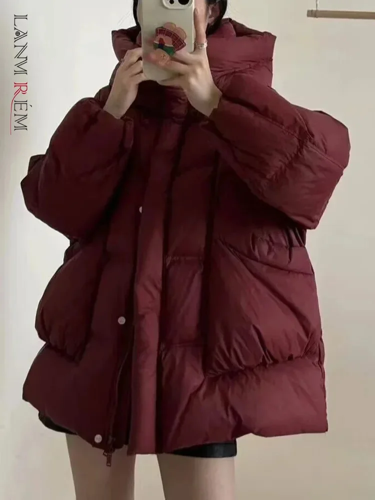 

Fashion Designer Warm Cotton Jackets Women's Hooded Solid Color Zipper Coat Versatile Winter New Clothing 2VV1813
