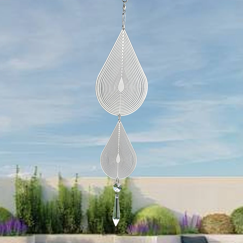 Magical Kinetic Wind Spinners Catcher Sculptures 3D Flowing Visual Effect Wind Chimes Crystal Prism Yard Garden Hanging Decor