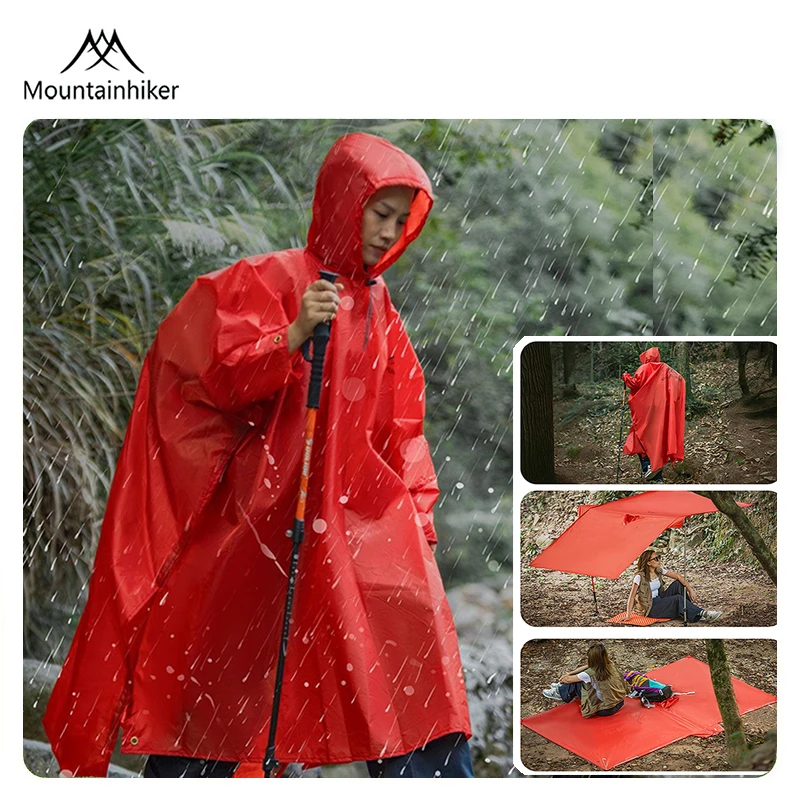 MOUNTAINHIKER Outdoor Multifunction Raincoat Canopy Floor Mat Portable Waterproof Raincoat Lightweight Travel Camping Equipment