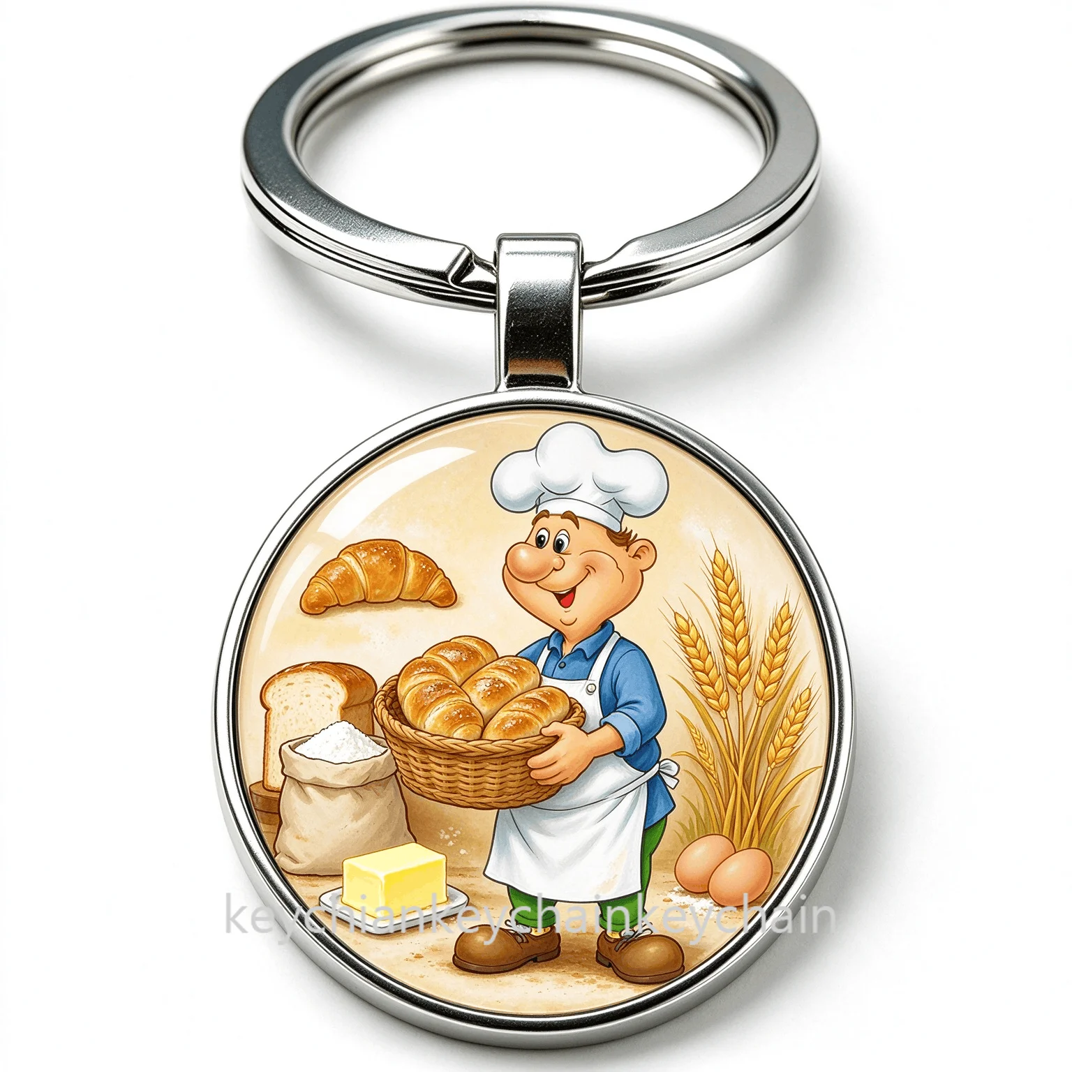 chef bread bakery Keychain Key Ring Pendant Car Bag Key Holder Gift