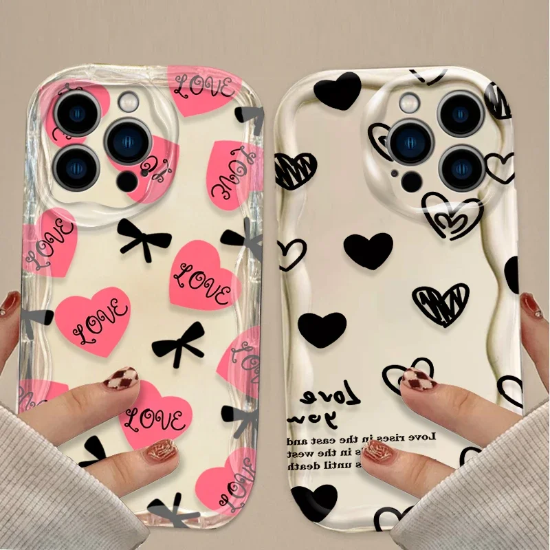 حافظة على شكل قلب لهاتف آيفون 17 Air 16 15 14 13 12 11 Pro Max Plus 16E XR XS X 7 8 غطاء خلفي من السيليكون المقاوم للصدمات