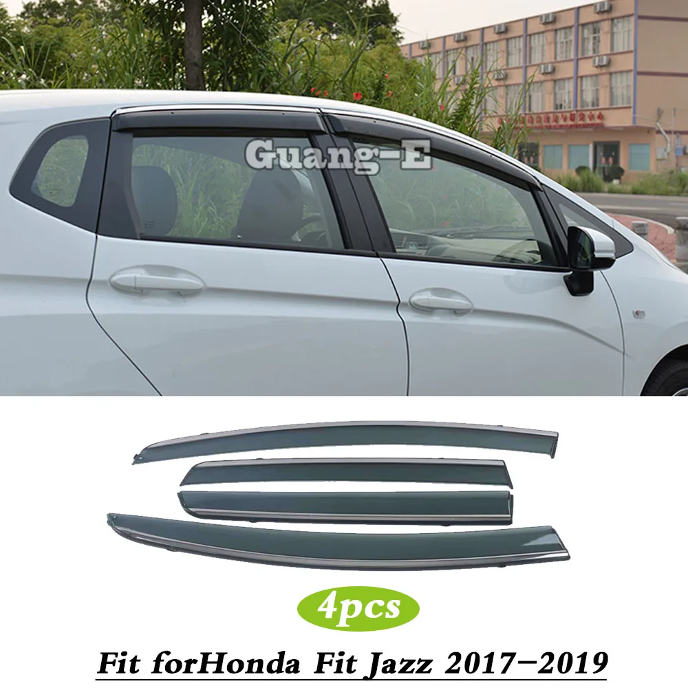 

Car Sticker Styling Plastic Window Glass Wind Visor Rain/sun Guard Vent Parts 4pcs For Honda Fit Jazz 2017 2018 2019