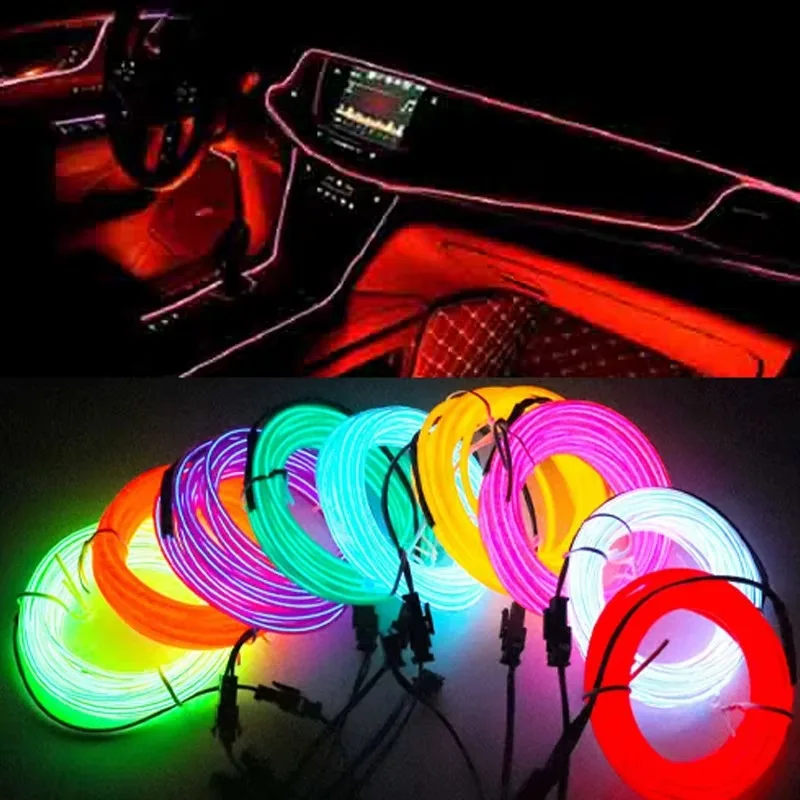 

Customizable 1M/3M/5M Car LED Ambient Lighting Strip - Flexible USB Neon Atmosphere Diode for Auto Interior DIY Decor