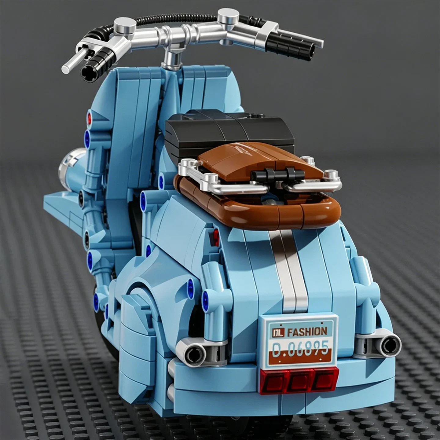 Mini Scooter, Motorcycle Model, Toy New City Series Seaside Ride: Overseas Chinese Homeland Motorcycle Building Blocks