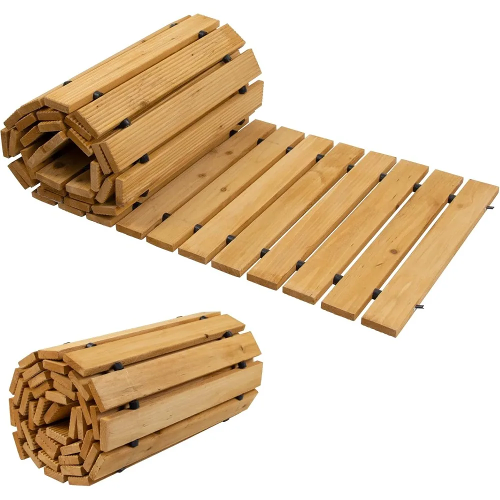 

Wooden Pathway 8', Realife Roll Out Weather-Resistant Garden Cedar Walkway for Outside, Patio, Beach