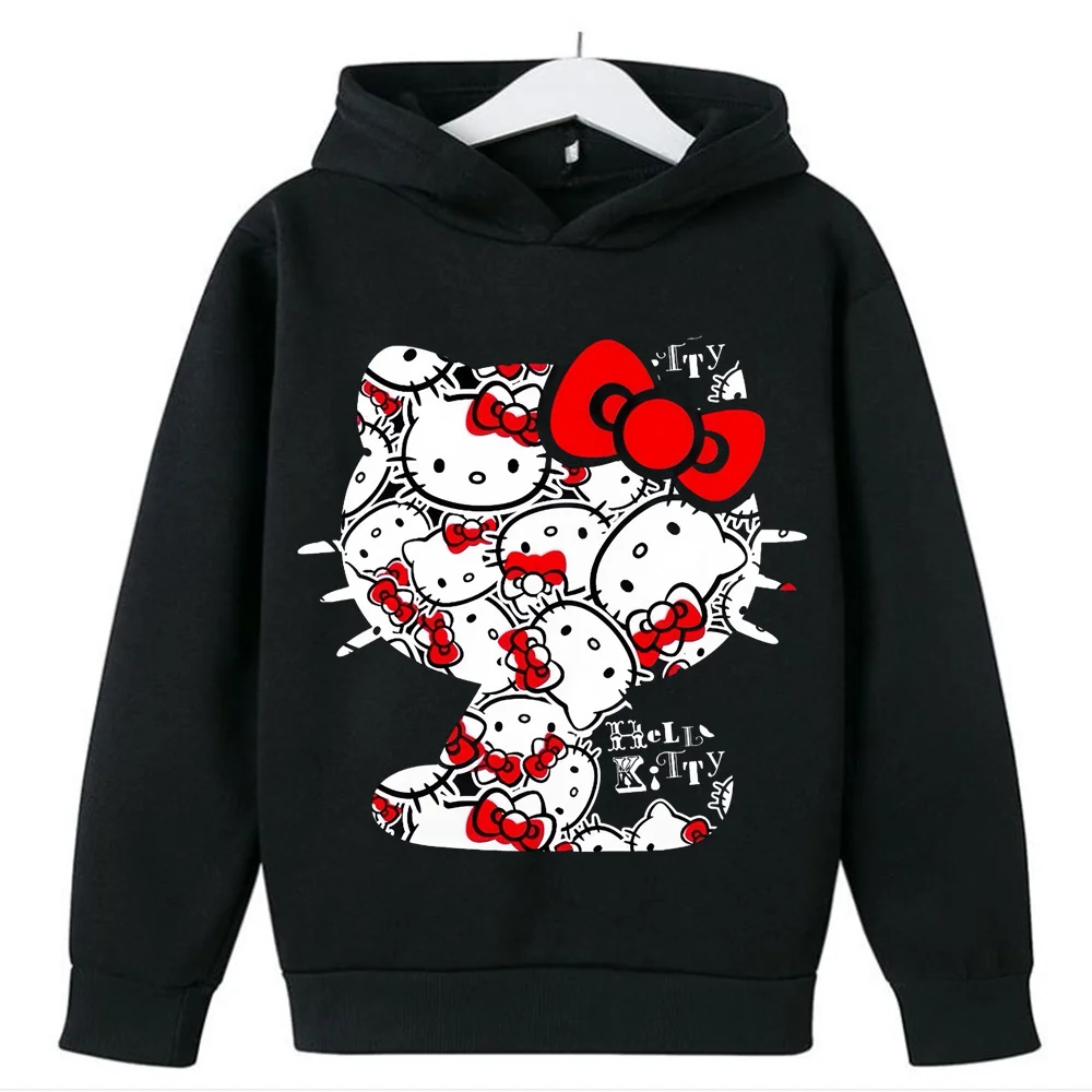 Boys Girls Hello Kitty Hoodies Long Sleeves Cartoon Sweatshirt Baby Children‘s Clothing Autumn Pullovers Women Kids Street Wear