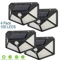 100 LED Solar Lamps 1/2/4Pcs Outdoor Solar Wall Lights PIR Motion Sensor Solar Powered Sunlight Street Light for Garden Lights