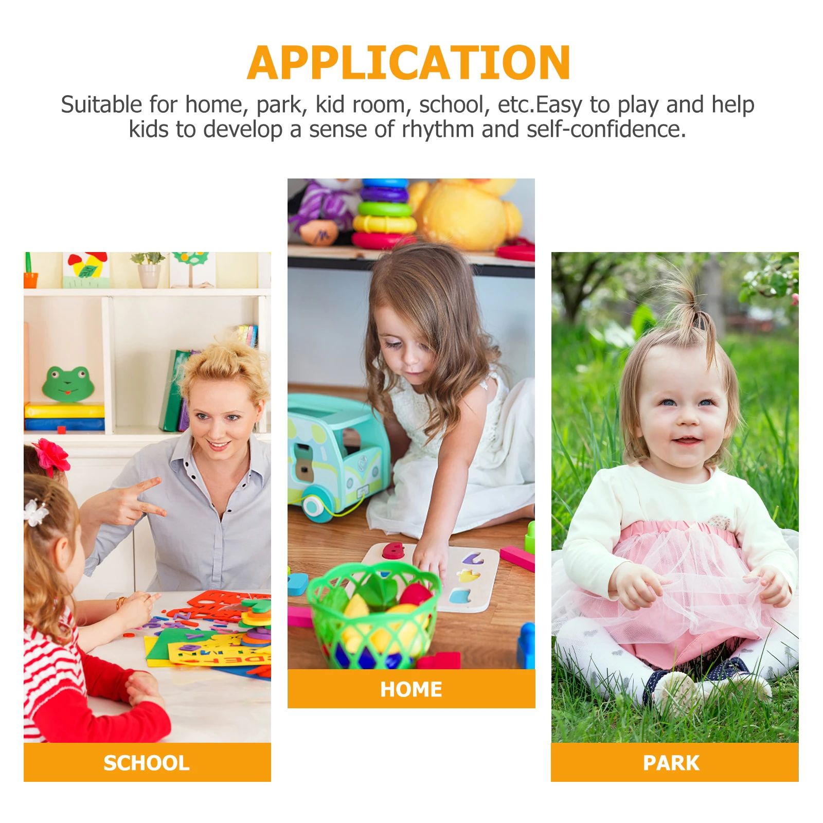 

1 Set Kids Percussion Instrument Drum With Drumsticks For Children Education Lightweight Safe Design For Toddlers 1-3 5-9