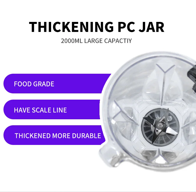 

TULX Food Processor 2 in 1 Commercial Blender Heavy Industrial 68Oz Smoothie Mixeur Blender Machine