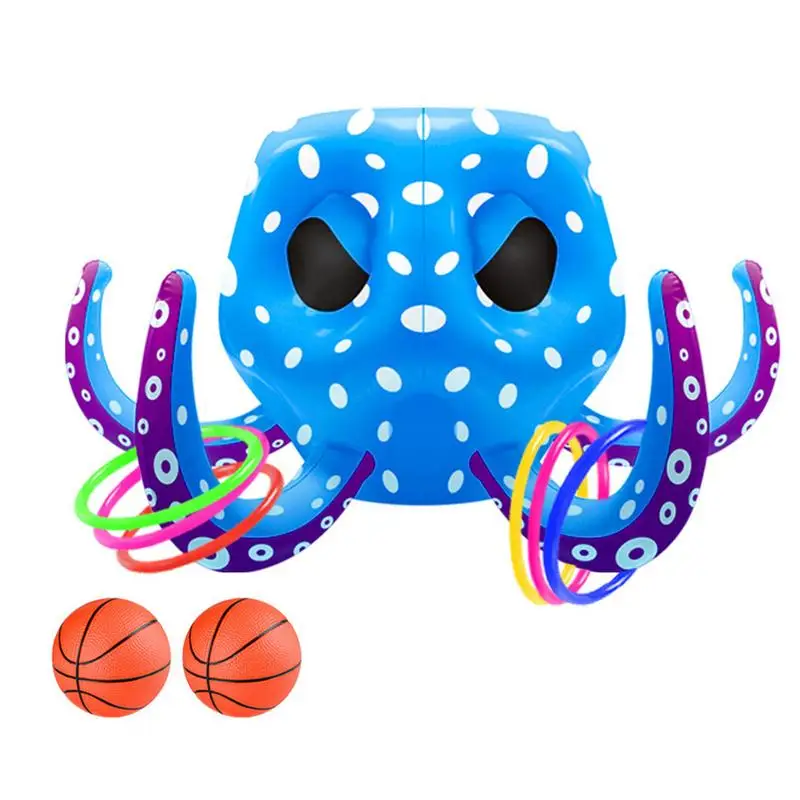 Octopus Water Toy Inflatable Octopus Basketball Hoop Toss Game Fun Octopus Toy For Children's Indoor & Outdoor Play Cool Summer