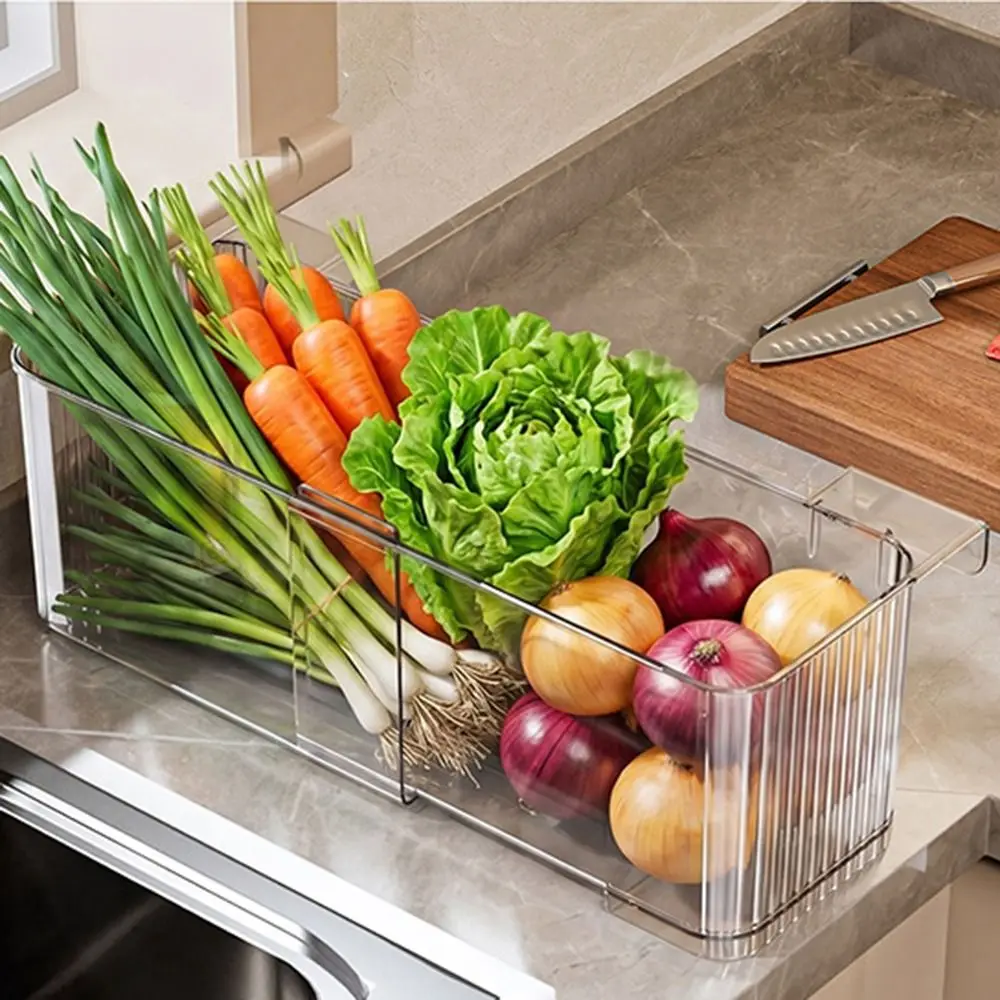 Transparent/White Cabinet Door Storage Basket Retractable Large Capacity Hanging Kitchen Organizer Strong Load Bearing