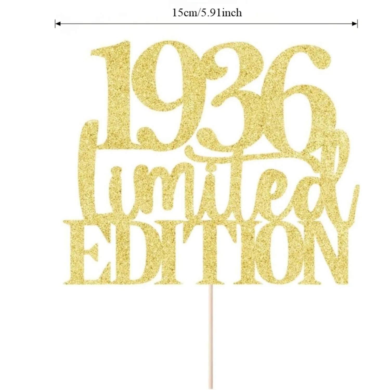 1 Stück Limited Edition 1963-Kuchenaufsatz, goldenes Glitzerdekor zum 90. Geburtstag, Prost auf 90 Jahre, handgefertigtes Geschenk für Männer und Frauen – Detail 5