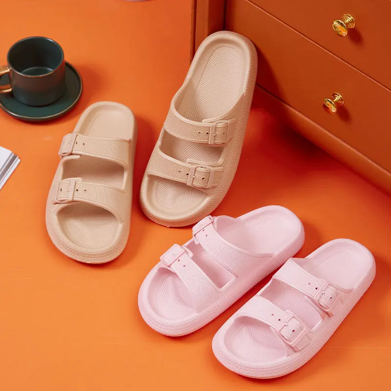 Modische Schnallen-Plateau-Cloud-Slipper für Paare, Sommer 2026, rutschfeste Strand-Slipper, Damen-EVA-Sandalen mit weicher Sohle für Zuhause – Detail 2