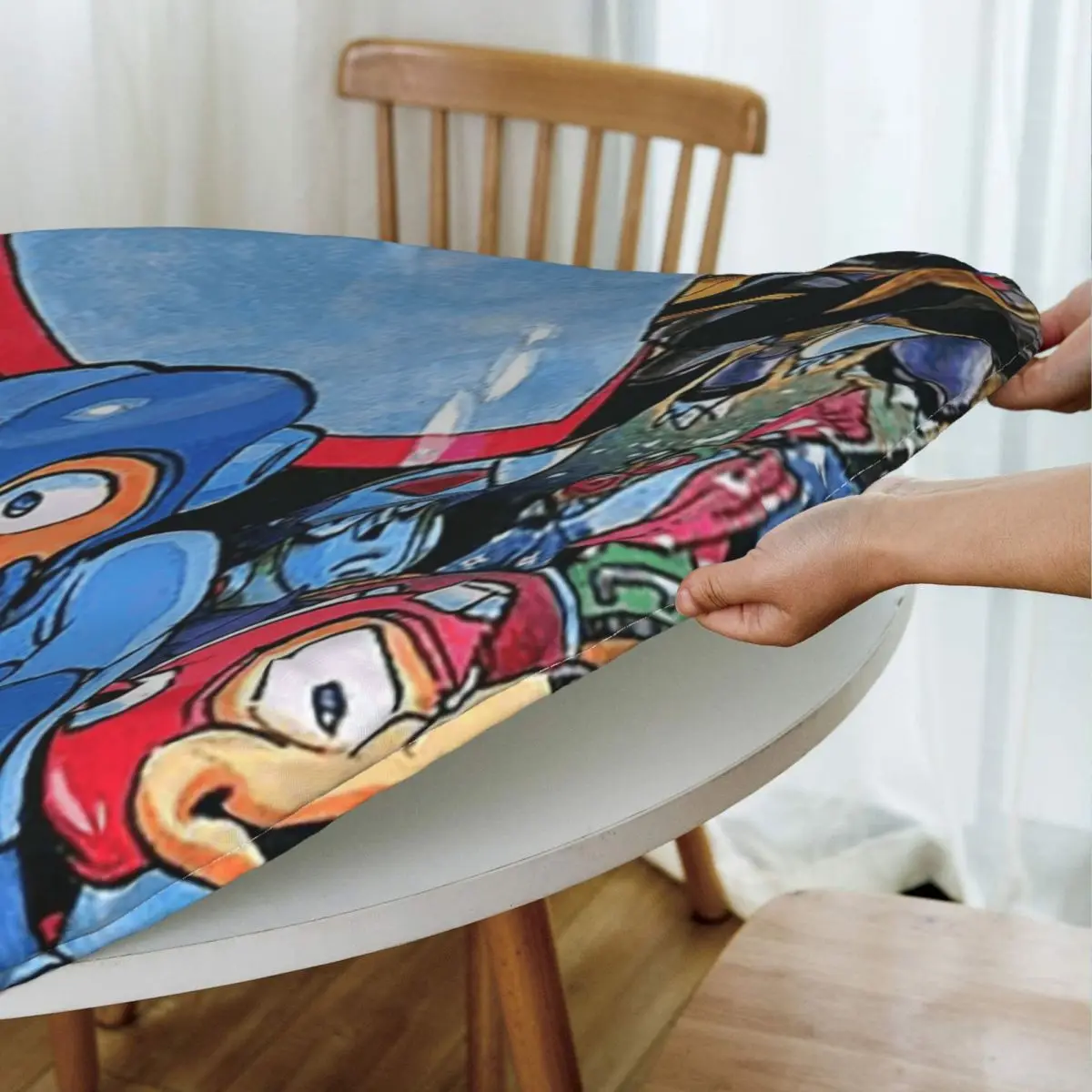 Megaman Video Game Mega Man Waterproof Round Tablecloth Oilproof Table Cloth for Kitchen Events Dining Table Cover