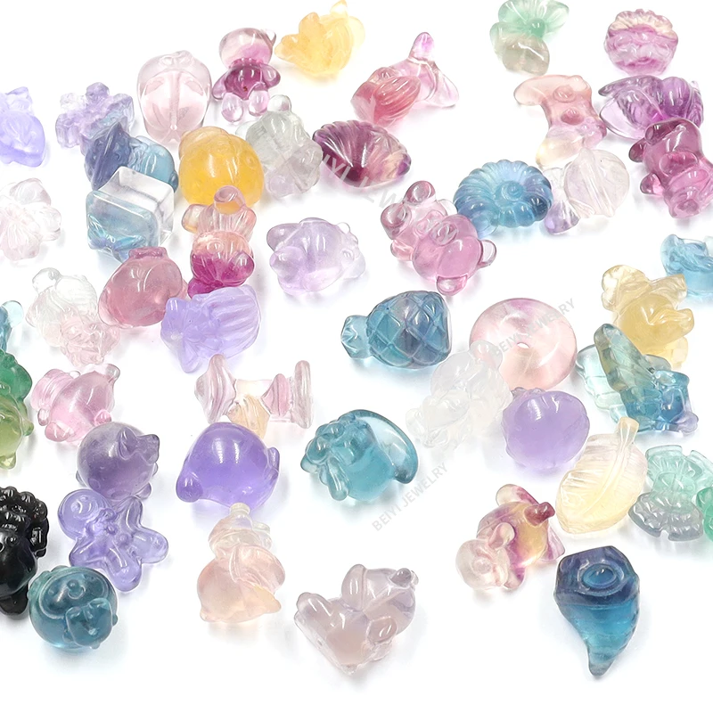 

Подвески из натурального флюорита, животные, смешанная форма, подвески, кристалл Рейки для изготовления ювелирных изделий, драгоценные камни, оптовая продажа, орнамент «сделай сам»
